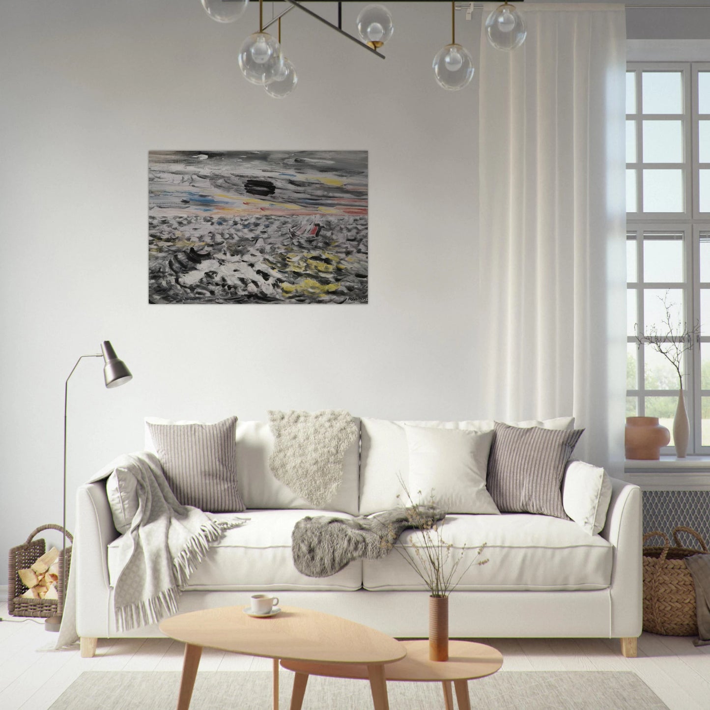 Movement in Greys and Yellows - 1946 - John Marin Brushed Aluminum Print - 70x100 cm / 28x40 inches | John Marin Aluminum Print | John Marin Prints