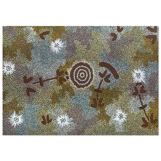 Rock Wallaby Dreaming - 1988 - Clifford Possum Tjapaltjarri Brushed Aluminum Print - 70x100 cm / 28x40 inches | Clifford Possum Tjapaltjarri Aluminum Print | Clifford Possum Tjapaltjarri Prints