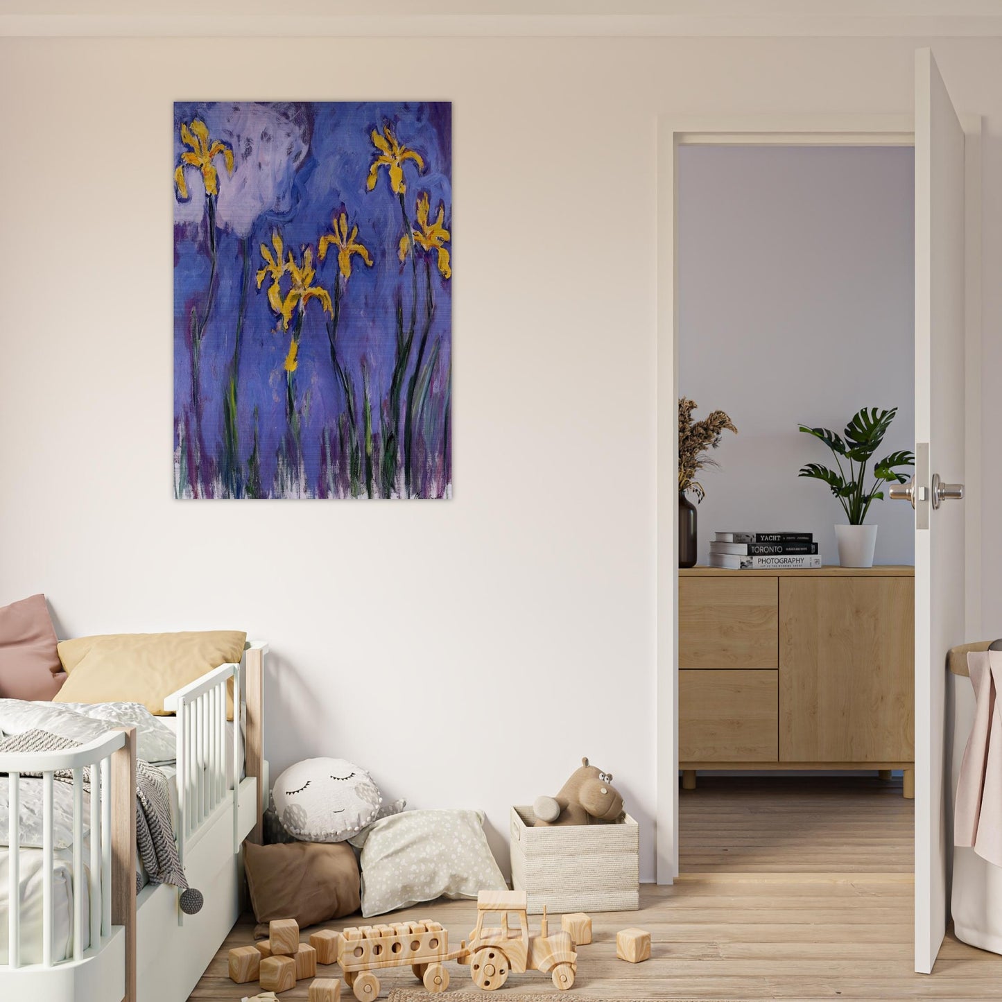 Yellow Irises with Pink Cloud - claude monet Brushed Aluminum Print - 70x100 cm / 28x40 inches | claude monet Aluminum Print | claude monet Prints