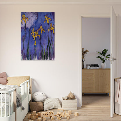 Yellow Irises with Pink Cloud - claude monet Brushed Aluminum Print - 70x100 cm / 28x40 inches | claude monet Aluminum Print | claude monet Prints