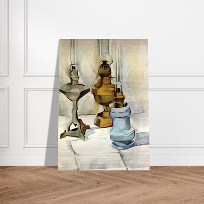 THREE LAMPS 1911 - Juan Gris Brushed Aluminum Print - 70x100 cm / 28x40 inches | Juan Gris Aluminum Print | Juan Gris Prints