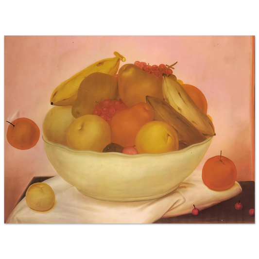 Fernando Botero - STILL LIFE WITH ORANGE FALLING  75x100 cm / 30x40inches Fine Art Poster