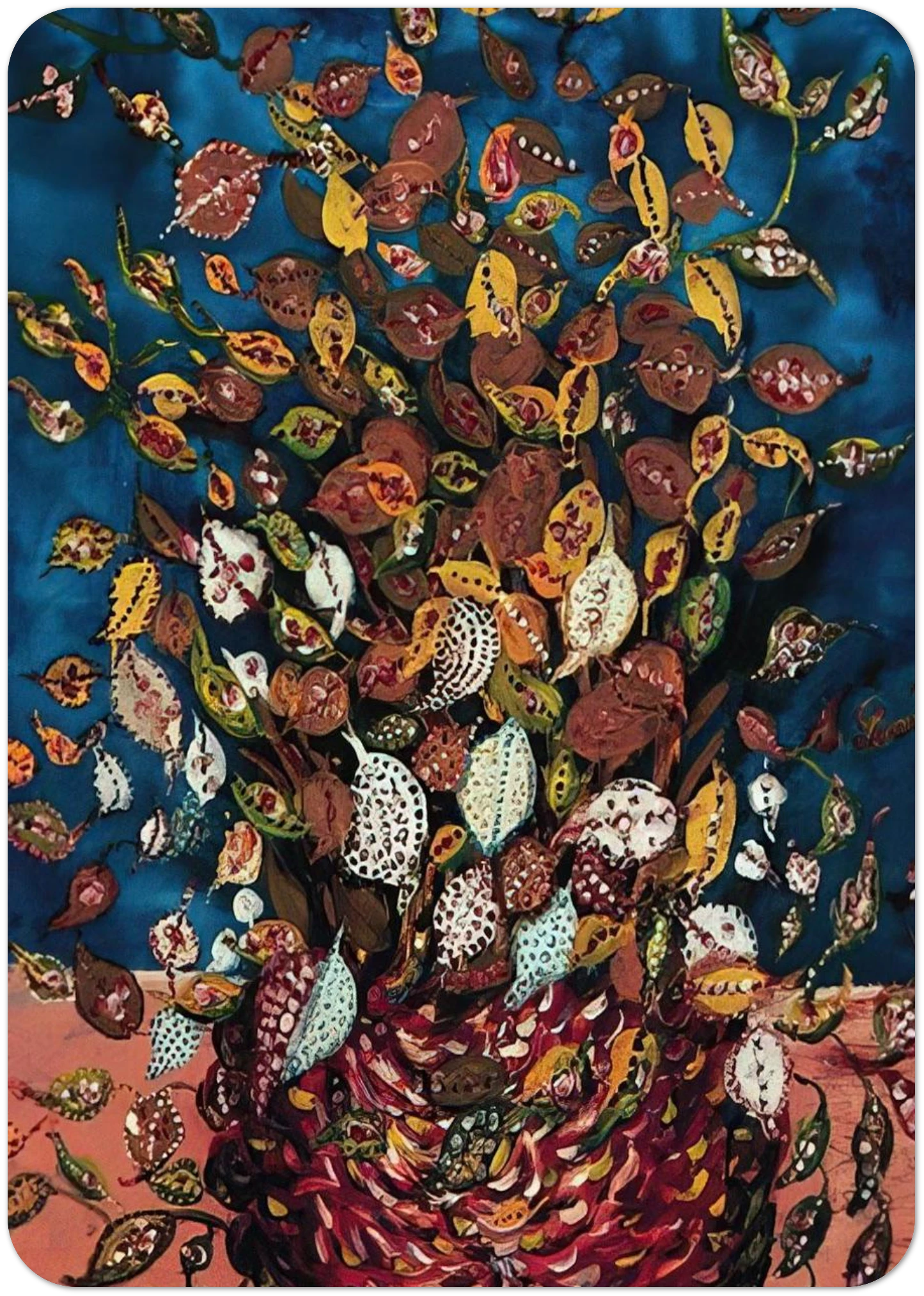 Le Bouquet de Feuilles - Naïve Art Primitivism By Seraphine Louis Pack of 10 Post Cards | Seraphine Louis Post Cards | A6 (10.5 x 14.8 cm) - 4.1 x 5.8 inches