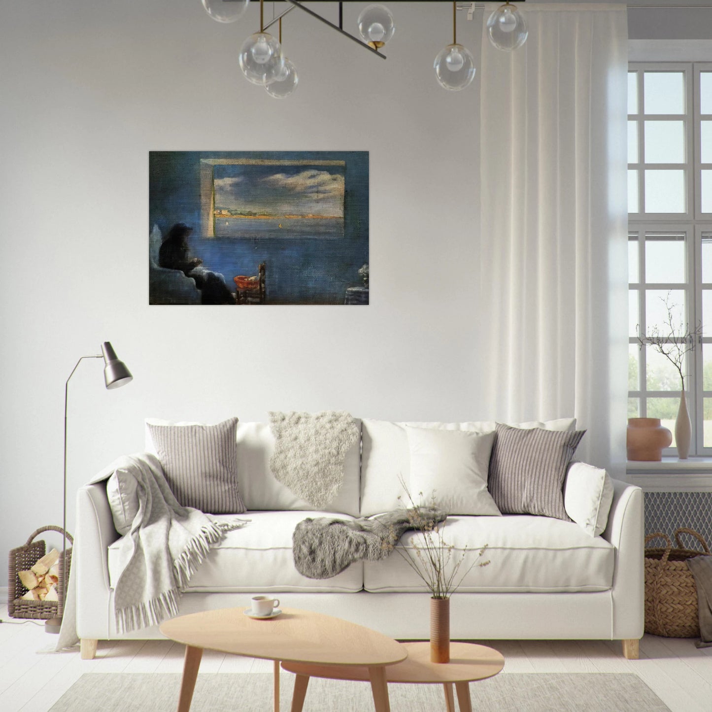 PORTRAIT OF GRANDMOTHER ANA SEWING - Salvador Dali Brushed Aluminum Print - 70x100 cm / 28x40 inches | Salvador Dali Aluminum Print | Salvador Dali Prints