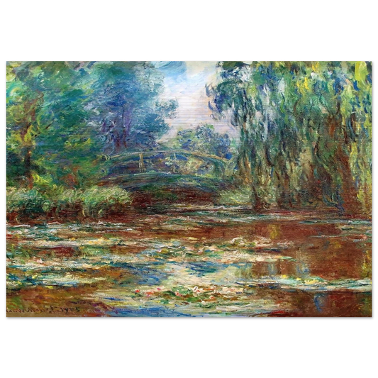 Water Lily Pond and Bridge - claude monet Brushed Aluminum Print - 70x100 cm / 28x40 inches | claude monet Aluminum Print | claude monet Prints