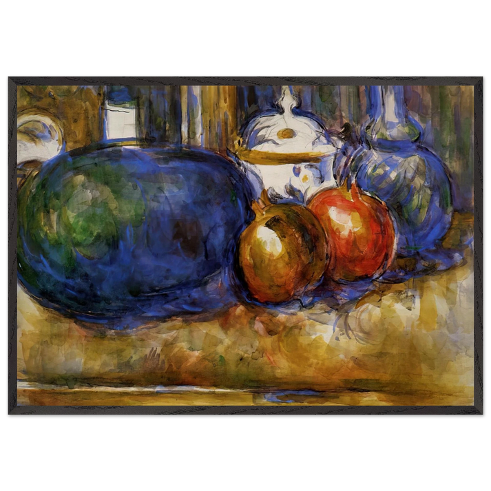 Still Life with Watermelon and Pemegranates - Paul Cezanne 70x100 cm / 28x40 inches Framed Art Print – Black Wooden Frame