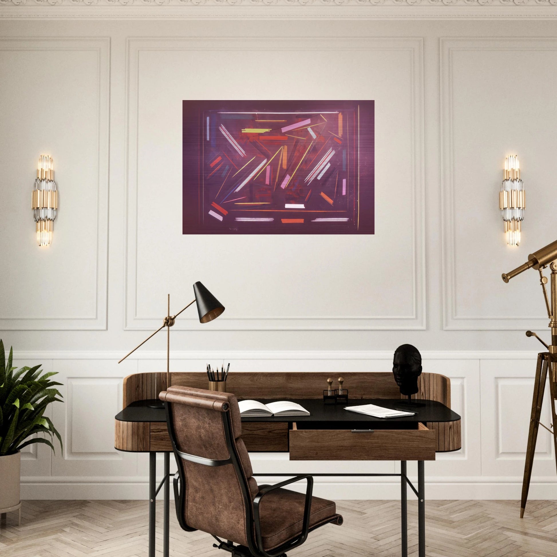 Brown Line Painting - 1968 - Ronnie Landfield Brushed Aluminum Print - 70x100 cm / 28x40 inches | Ronnie Landfield Aluminum Print | Ronnie Landfield Prints