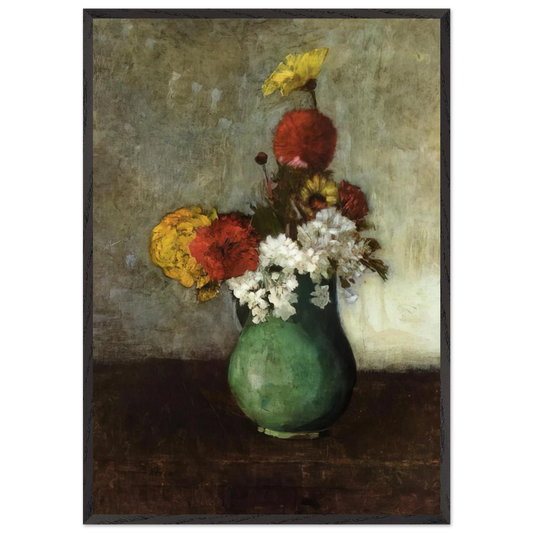 VASE OF FLOWERS 1900 - Odilon Redon 70x100 cm / 28x40 inches Framed Art Print – Black Wooden Frame