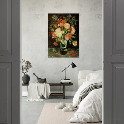 Vase with Carnations - Vincent van Gogh Brushed Aluminum Print - 70x100 cm / 28x40 inches | Vincent van Gogh Aluminum Print | Vincent van Gogh Prints