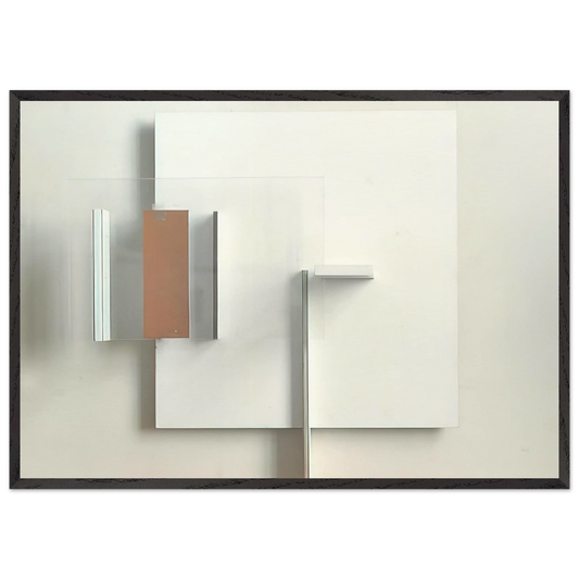 Abstract in White Black and Ochre - 1962 - Victor Pasmore 70x100 cm / 28x40 inches Framed Art Print – Black Wooden Frame