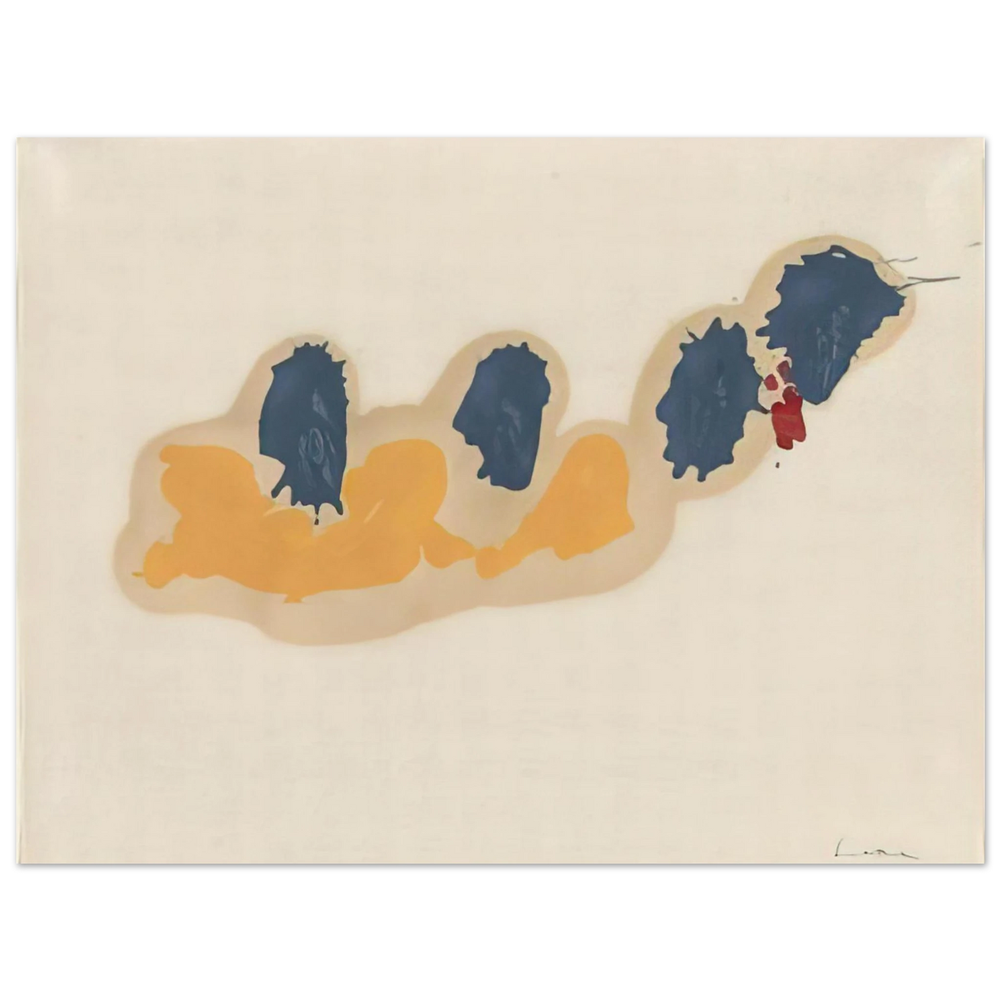 Helen Frankenthaler - April IV - 1960 Wall art - 28x43  cm / XL (11x17 inches) - Premium Wooden Framed Poster With Fine Art Paper-canvas - Black frame