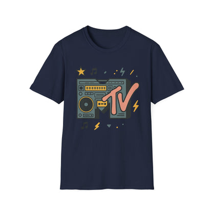 T-shirt graphique rétro MTV vintage imprimé léopard musical années 80 90 années nostalgiques unisexe shirt de groupe style rock imprimé animal