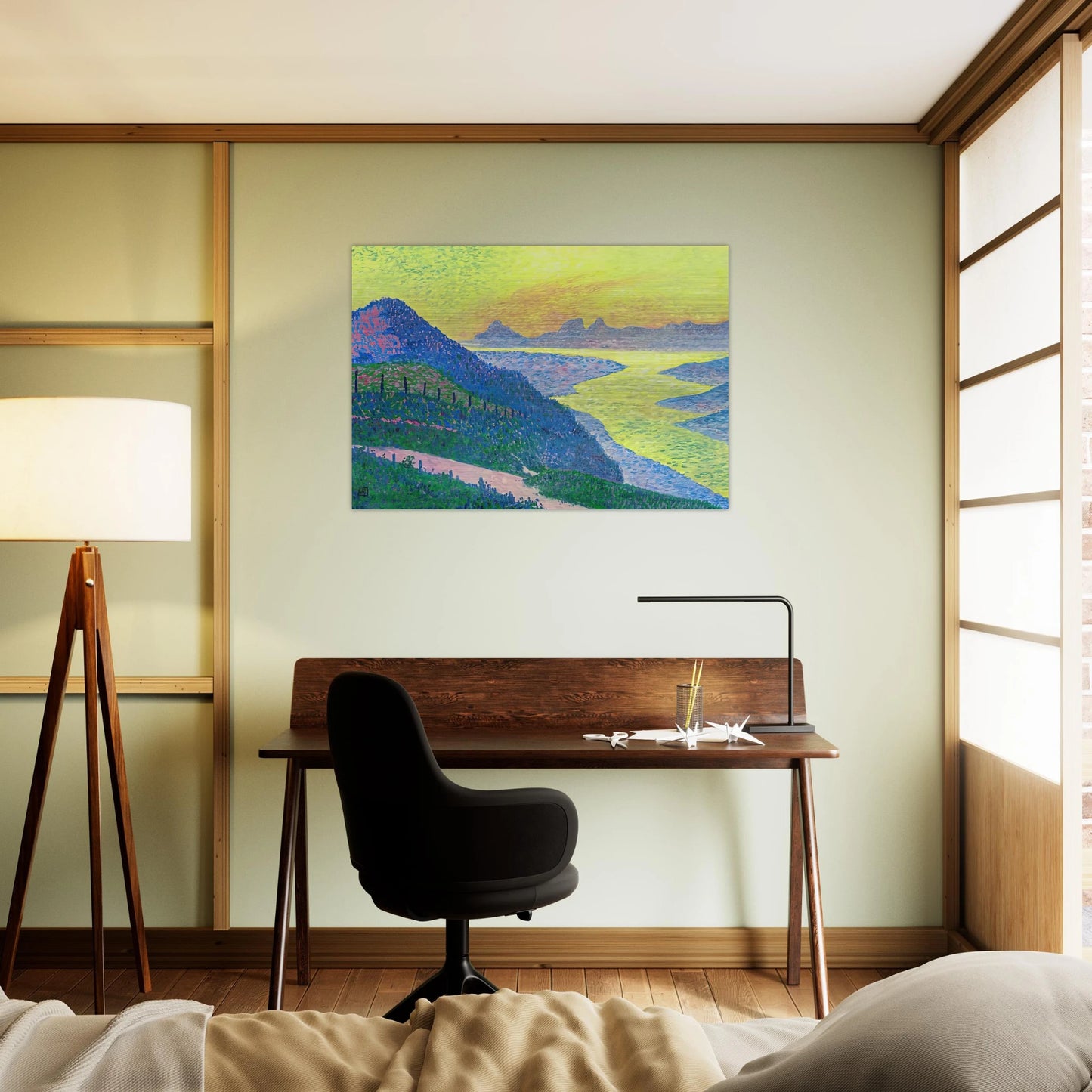 SUNSET AT AMBLETEUSE 1899 - Theo van Rysselberghe Brushed Aluminum Print - 70x100 cm / 28x40 inches | Theo van Rysselberghe Aluminum Print | Theo van Rysselberghe Prints