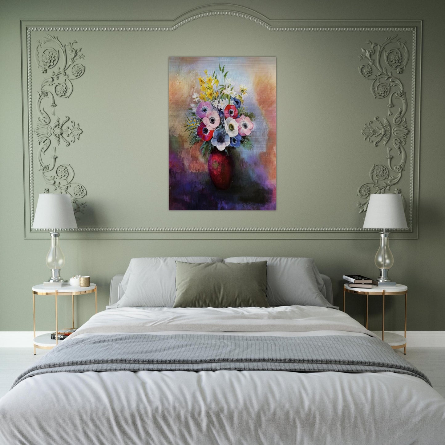ANEMONES - Odilon Redon Brushed Aluminum Print - 70x100 cm / 28x40 inches | Odilon Redon Aluminum Print | Odilon Redon Prints