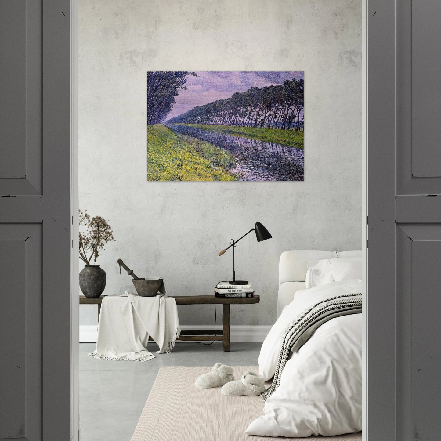 CANAL IN FLANDERS 1894 1 - Theo van Rysselberghe Brushed Aluminum Print - 70x100 cm / 28x40 inches | Theo van Rysselberghe Aluminum Print | Theo van Rysselberghe Prints