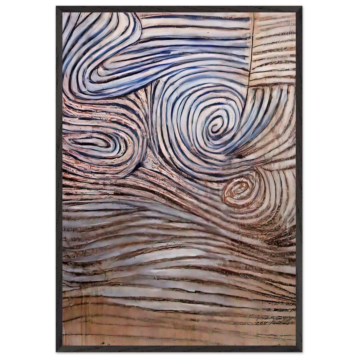 Spiral Motif in White Black and Indigo - 1951 - Victor Pasmore 70x100 cm / 28x40 inches Framed Art Print – Black Wooden Frame