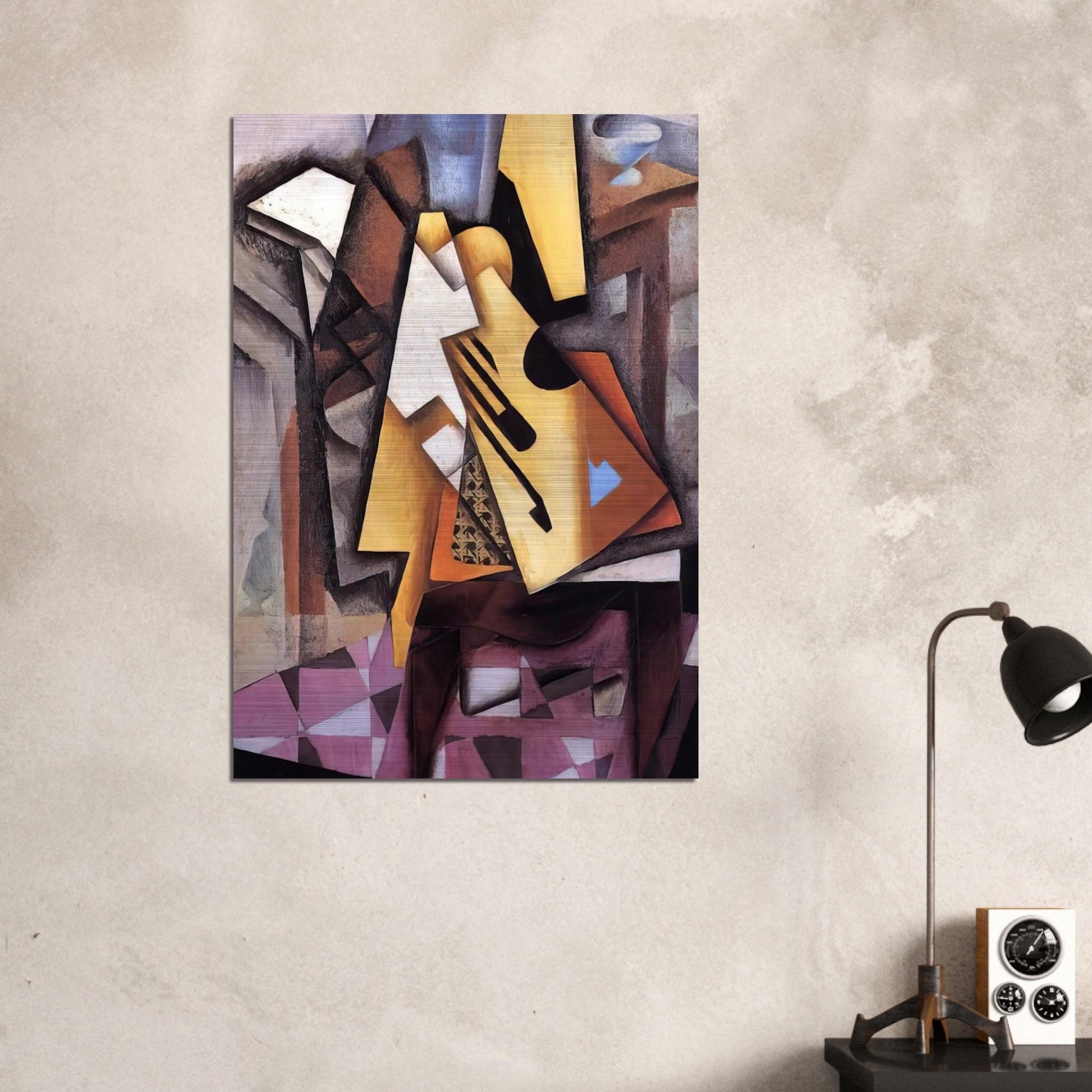 GUITAR ON A CHAIR 1913 - Juan Gris Brushed Aluminum Print - 70x100 cm / 28x40 inches | Juan Gris Aluminum Print | Juan Gris Prints