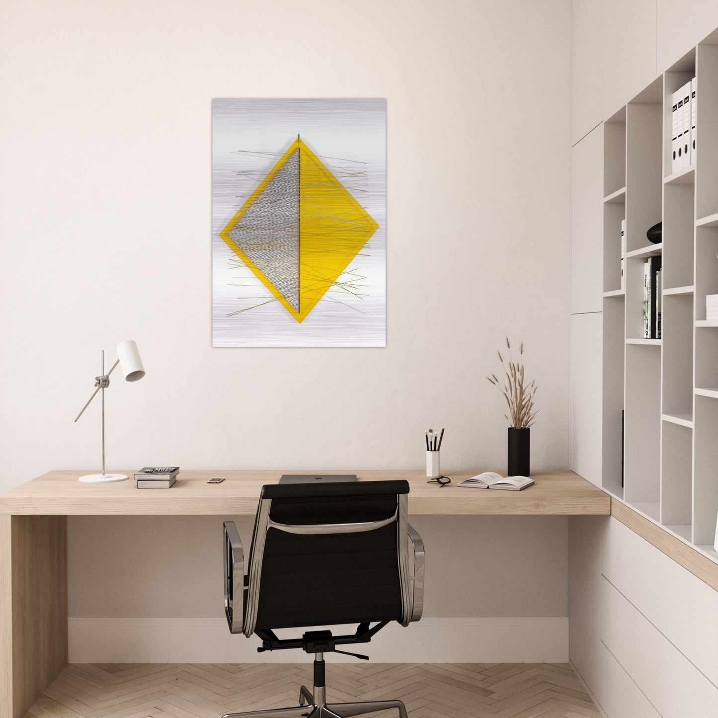 PETITE LOSANGE JAUNE - Jesus Rafael Soto Brushed Aluminum Print - 70x100 cm / 28x40 inches | Jesus Rafael Soto Aluminum Print | Jesus Rafael Soto Prints