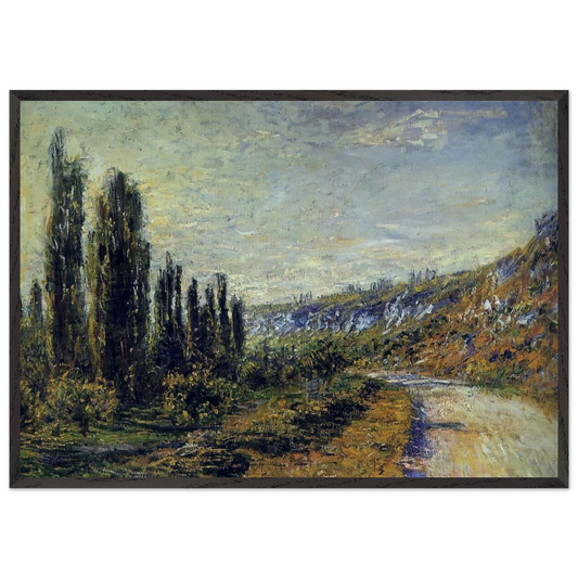 The Road from Vetheuil - claude monet 70x100 cm / 28x40 inches Framed Art Print – Black Wooden Frame