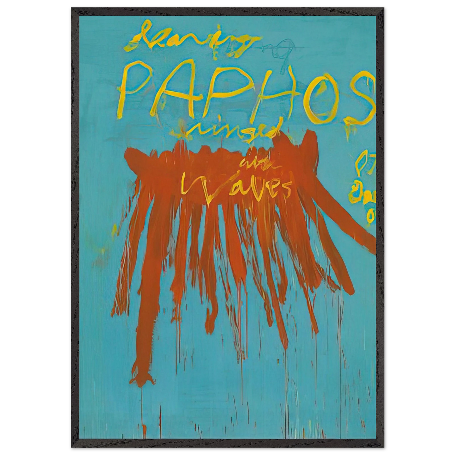 Leaving Paphos Ringed With Waves IV - Cy Twombly 70x100 cm / 28x40 inches Framed Art Print – Black Wooden Frame