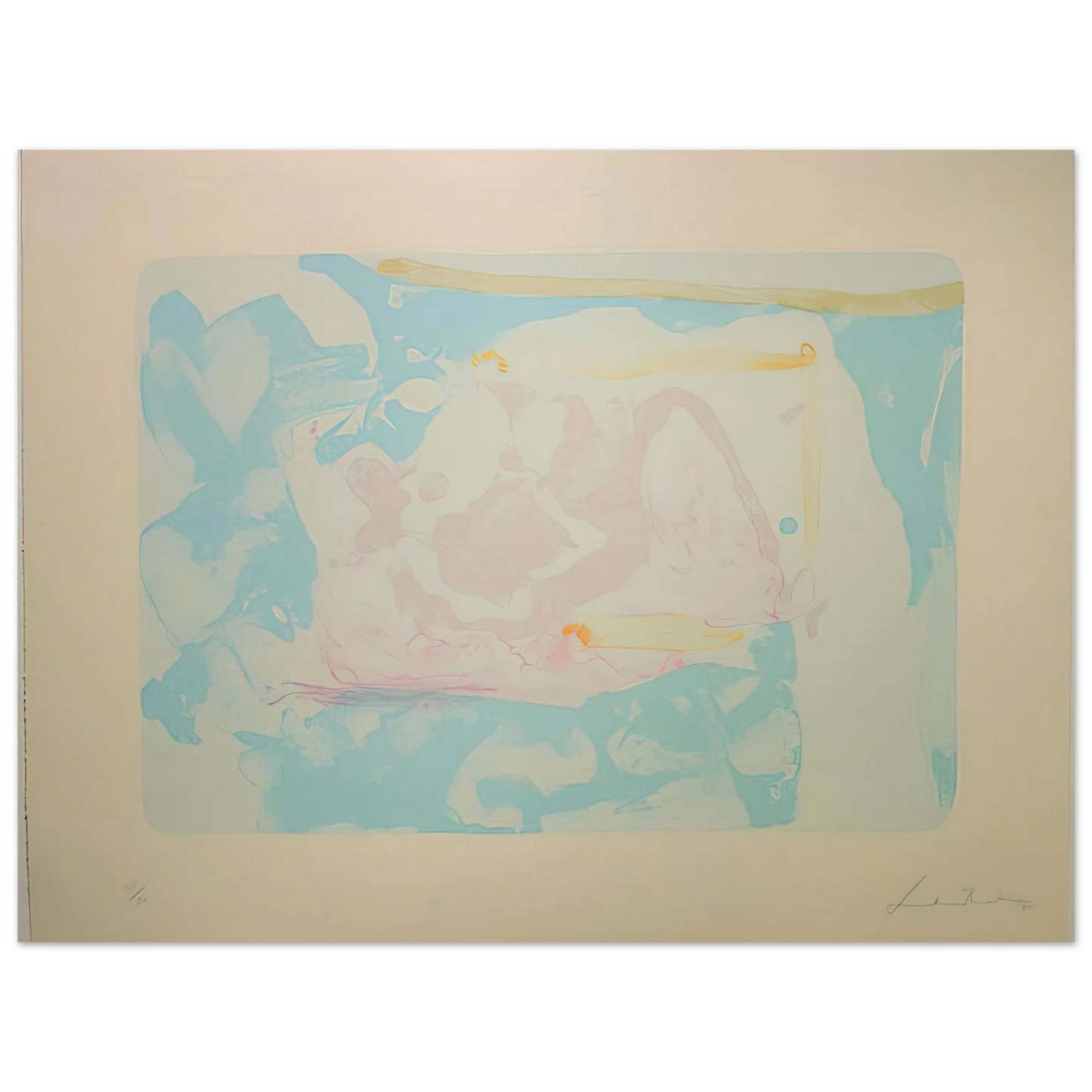 Helen Frankenthaler - Reflections III - 1995 Wall art - 13x18 cm / 5x7 inches - Premium Wooden Framed Poster With Fine Art Paper-canvas - White frame