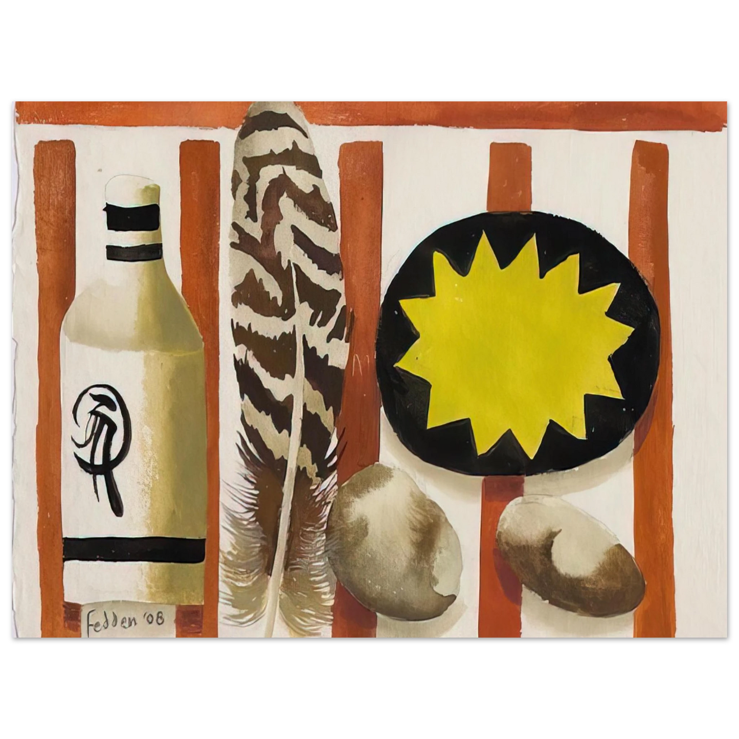 Mary Fedden - Feather and two stones - 2008  75x100 cm / 30x40inches Fine Art Poster