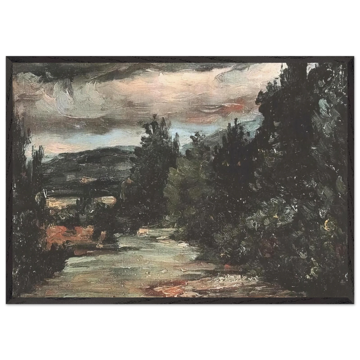 River in the plain - Paul Cezanne 70x100 cm / 28x40 inches Framed Art Print – Black Wooden Frame