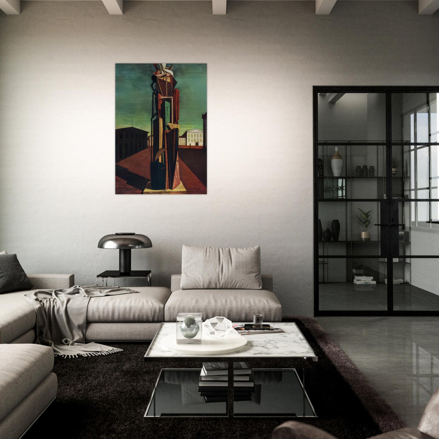 THE GREAT METAPHYSICIAN 1917 - Giorgio de Chirico Brushed Aluminum Print - 70x100 cm / 28x40 inches | Giorgio de Chirico Aluminum Print | Giorgio de Chirico Prints