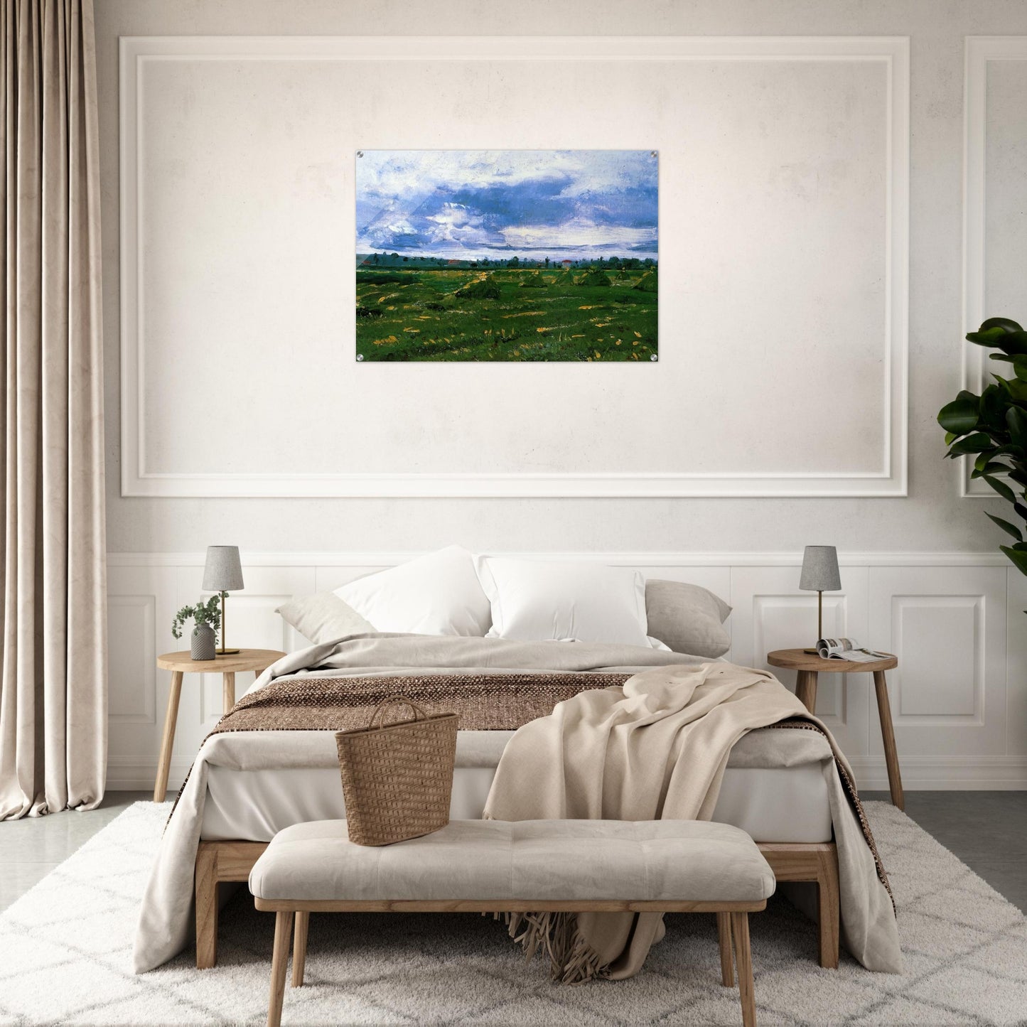 Wheat Fields with Stacks - Vincent van Gogh Acrylic Print - 70x100 cm / 28x40″ inches