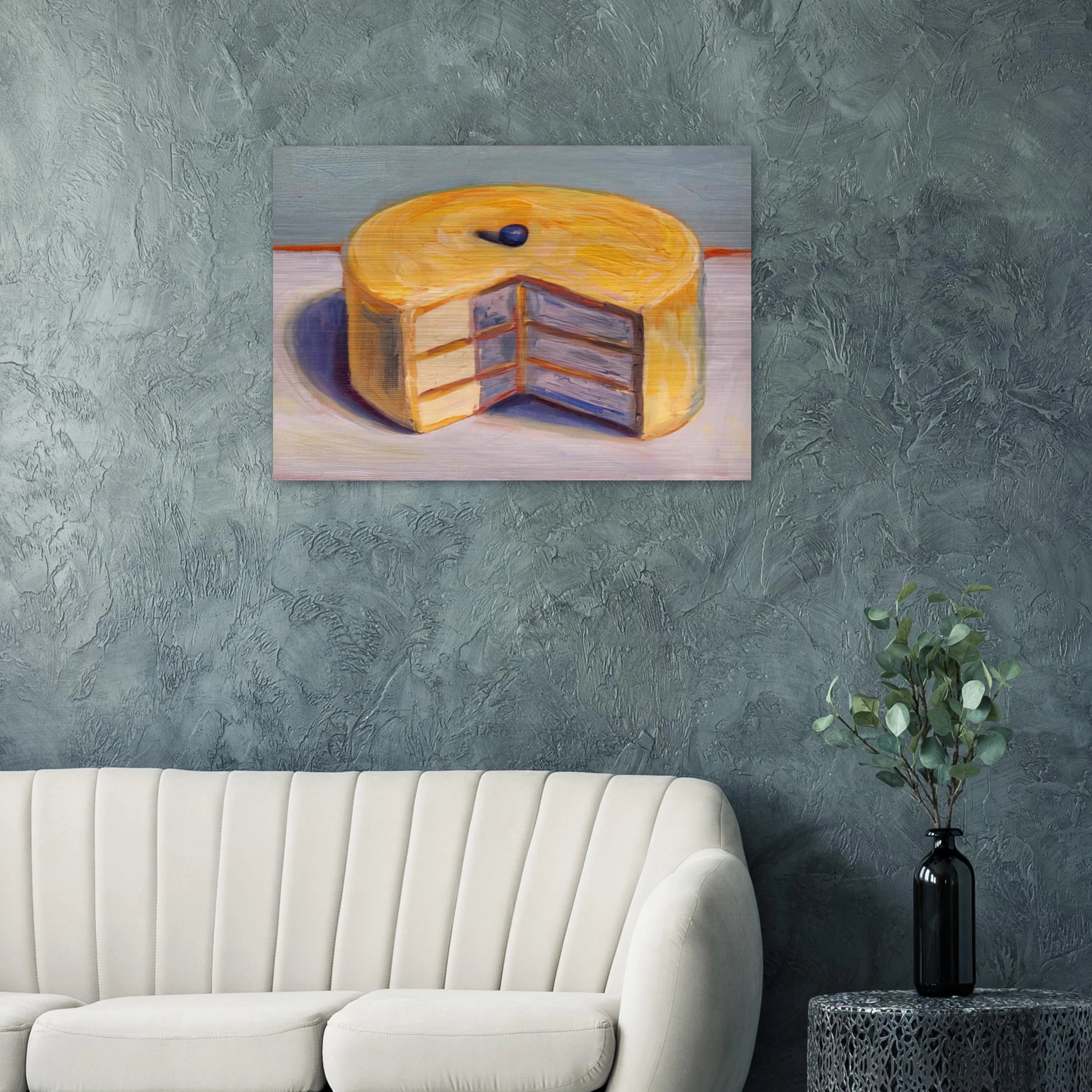 Lemon Cake - 1964 - Wayne Thiebaud Brushed Aluminum Print - 70x100 cm / 28x40 inches | Wayne Thiebaud Aluminum Print | Wayne Thiebaud Prints