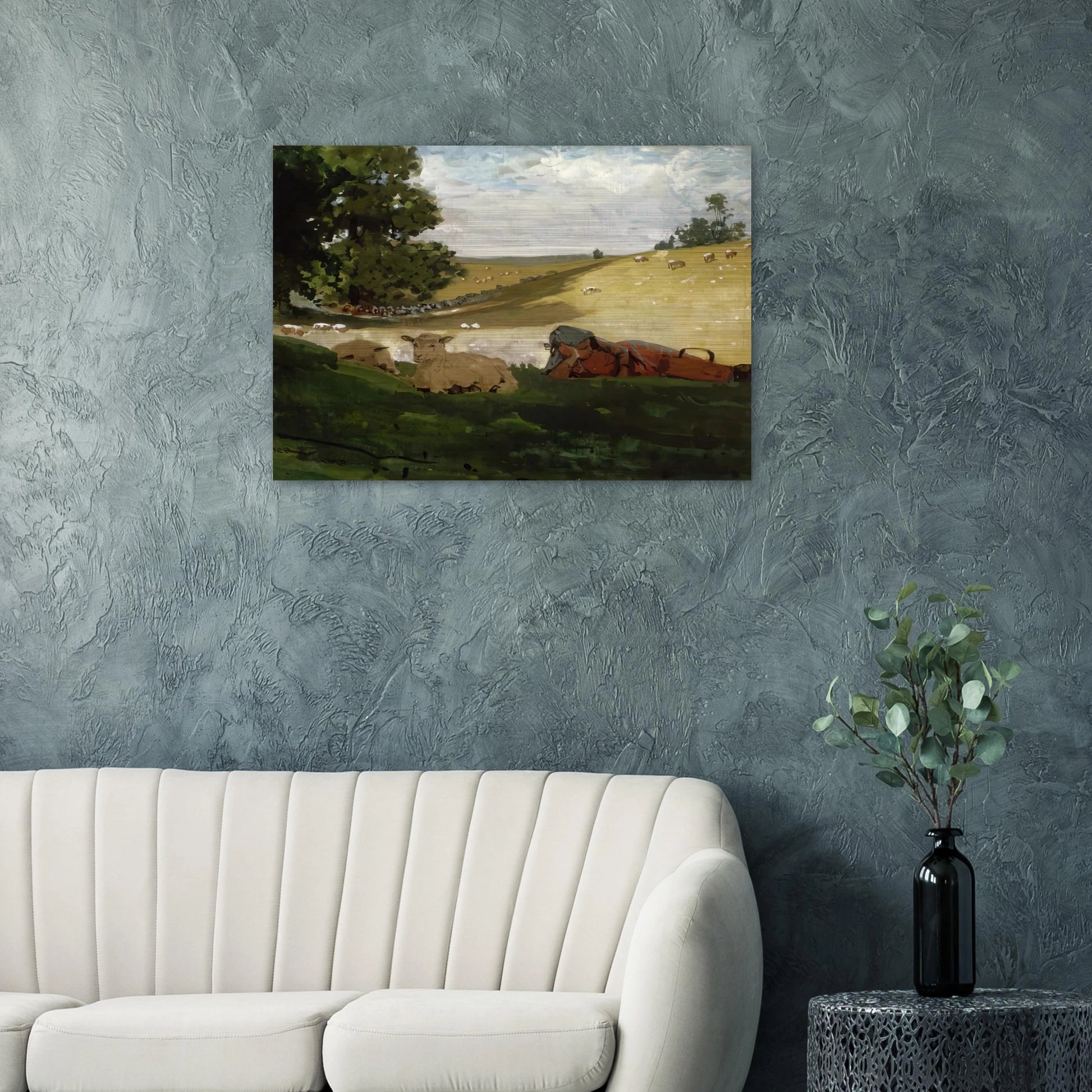 WARM AFTERNOON SHEPHERDESS - Winslow Homer Brushed Aluminum Print - 70x100 cm / 28x40 inches | Winslow Homer Aluminum Print | Winslow Homer Prints
