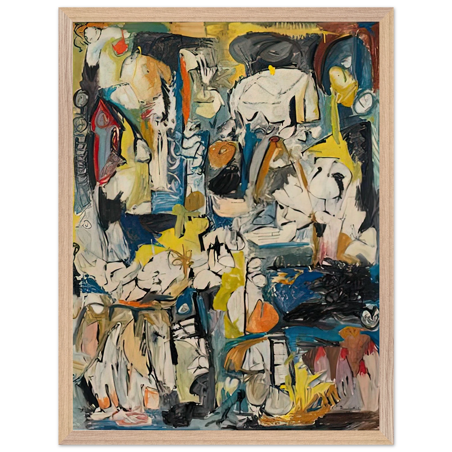 Helen Frankenthaler - Village, 1951- Wall Art - 30x40 cm / 12x16 inches - Premium Wooden Framed Poster With Fine Art Paper-canvas - White frame