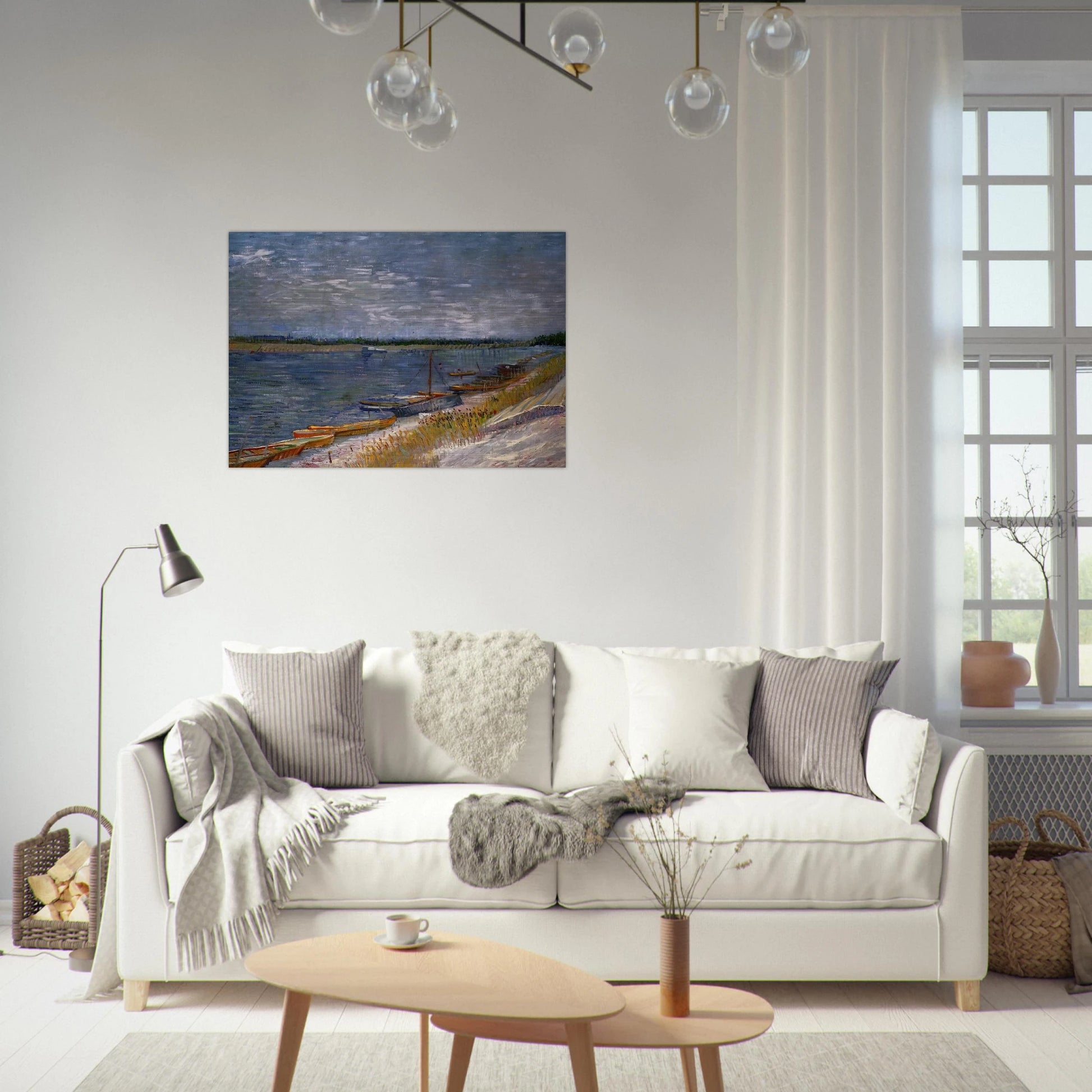 Moored Boats - Vincent van Gogh Brushed Aluminum Print - 70x100 cm / 28x40 inches | Vincent van Gogh Aluminum Print | Vincent van Gogh Prints
