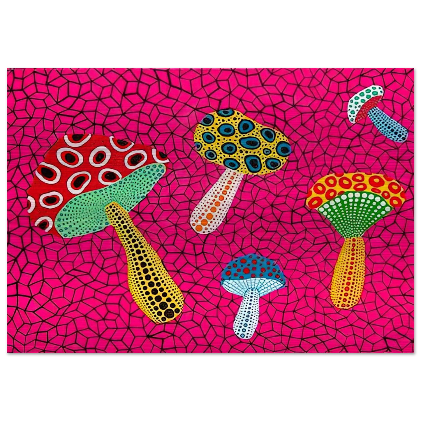 MUSHROOMS 1995 - Yayoi Kusama Brushed Aluminum Print - 70x100 cm / 28x40 inches | Yayoi Kusama Aluminum Print | Yayoi Kusama Prints