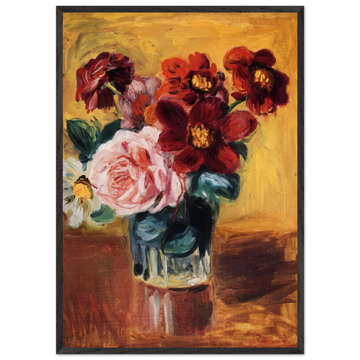FLOWERS IN A VASE N4 - Pierre-Auguste Renoir 70x100 cm / 28x40 inches Framed Art Print – Black Wooden Frame