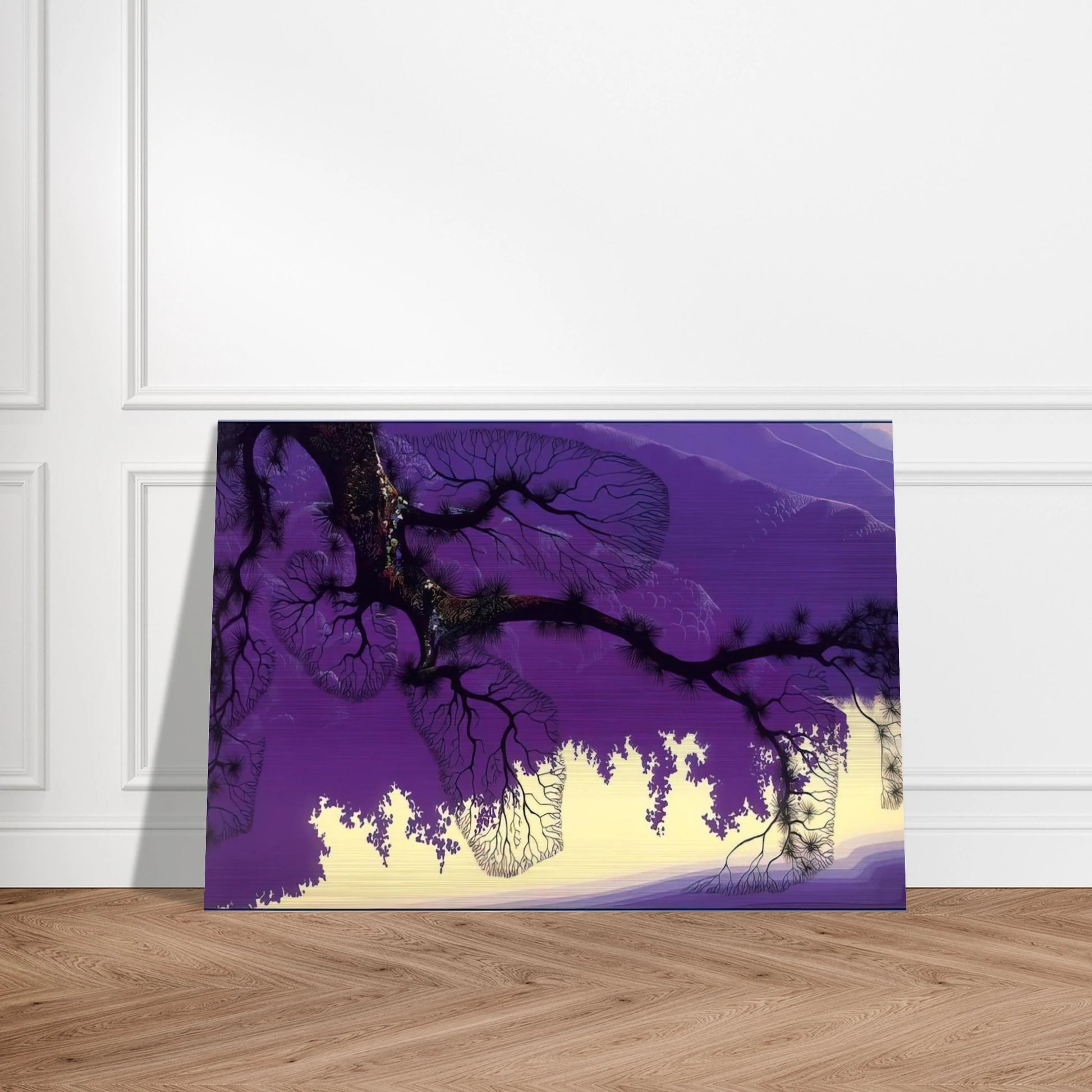 Purple Coastline - Eyvind Earle Brushed Aluminum Print - 70x100 cm / 28x40 inches | Eyvind Earle Aluminum Print | Eyvind Earle Prints
