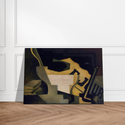 STILL LIFE WITH NEWSPAPER 1918 - Juan Gris Brushed Aluminum Print - 70x100 cm / 28x40 inches | Juan Gris Aluminum Print | Juan Gris Prints