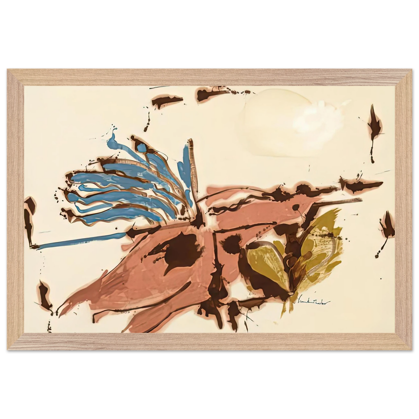 Helen Frankenthaler - Pink Bird Figure I, 1961- Wall Art - 60x80 cm / 24x32 inches - Premium Wooden Framed Poster With Fine Art Paper-canvas - Wood frame