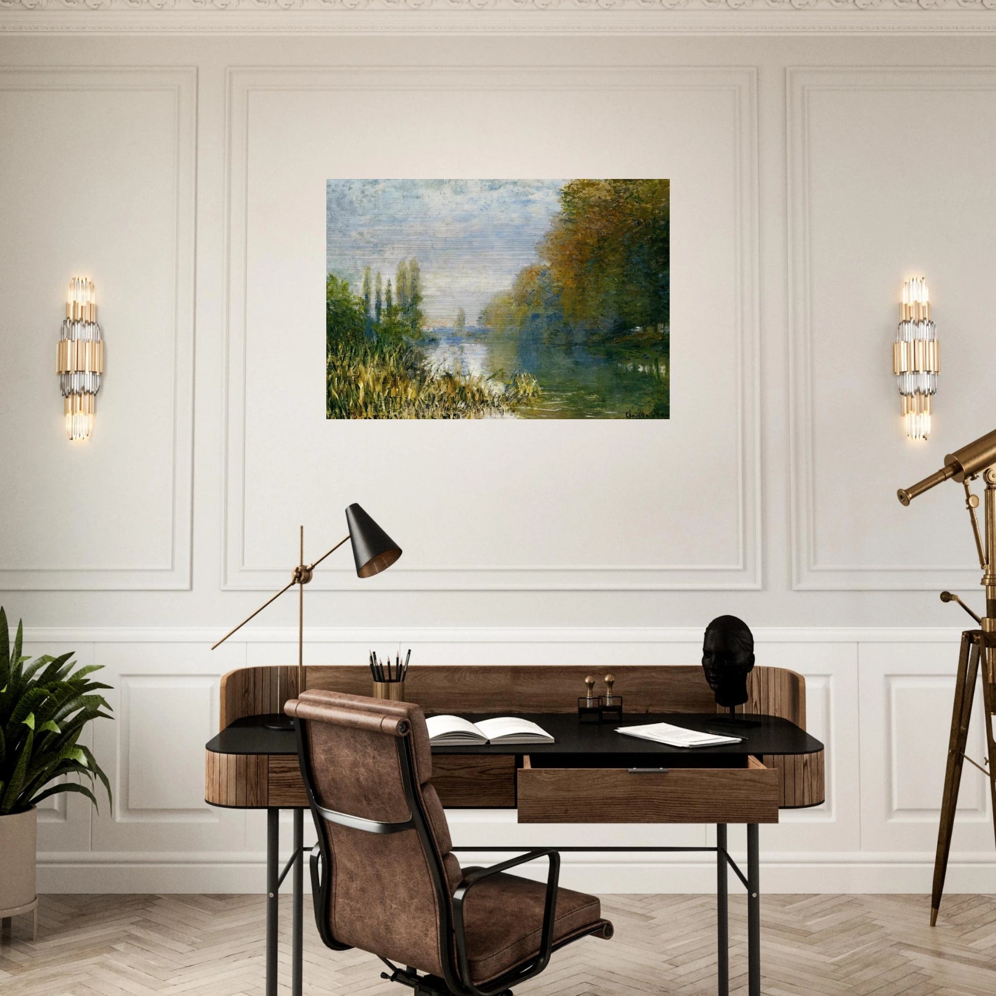The Banks of The Seine in Autumn - claude monet Brushed Aluminum Print - 70x100 cm / 28x40 inches | claude monet Aluminum Print | claude monet Prints