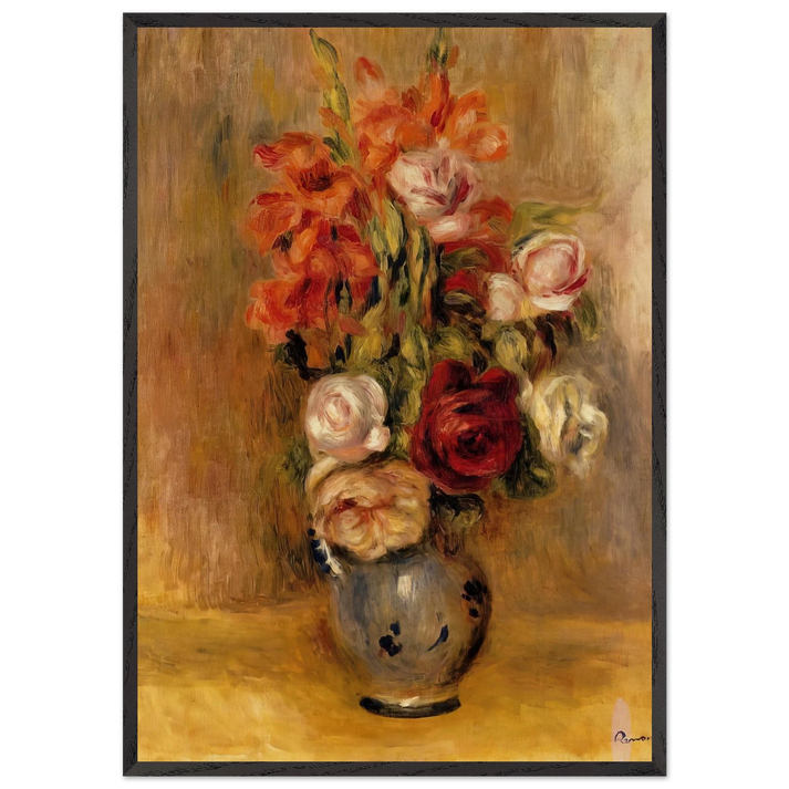 Vase of Gladiolas and Roses - Pierre-Auguste Renoir 70x100 cm / 28x40 inches Framed Art Print – Black Wooden Frame