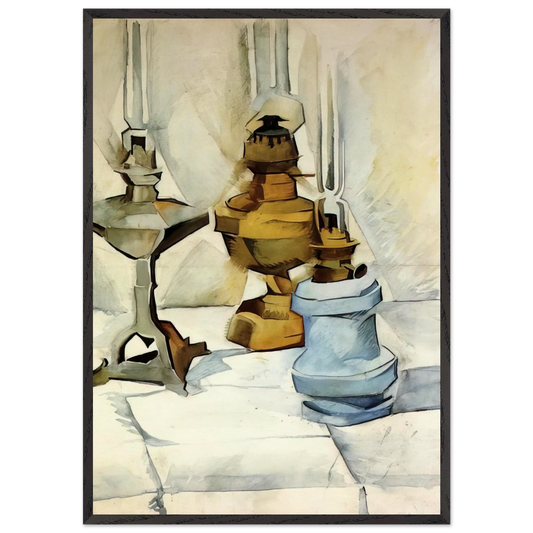 THREE LAMPS 1911 - Juan Gris 70x100 cm / 28x40 inches Framed Art Print – Black Wooden Frame