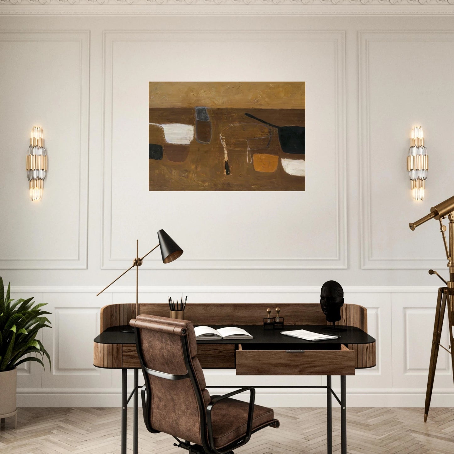 Brown Still Life - 1957 - William Scott Brushed Aluminum Print - 70x100 cm / 28x40 inches | William Scott Aluminum Print | William Scott Prints