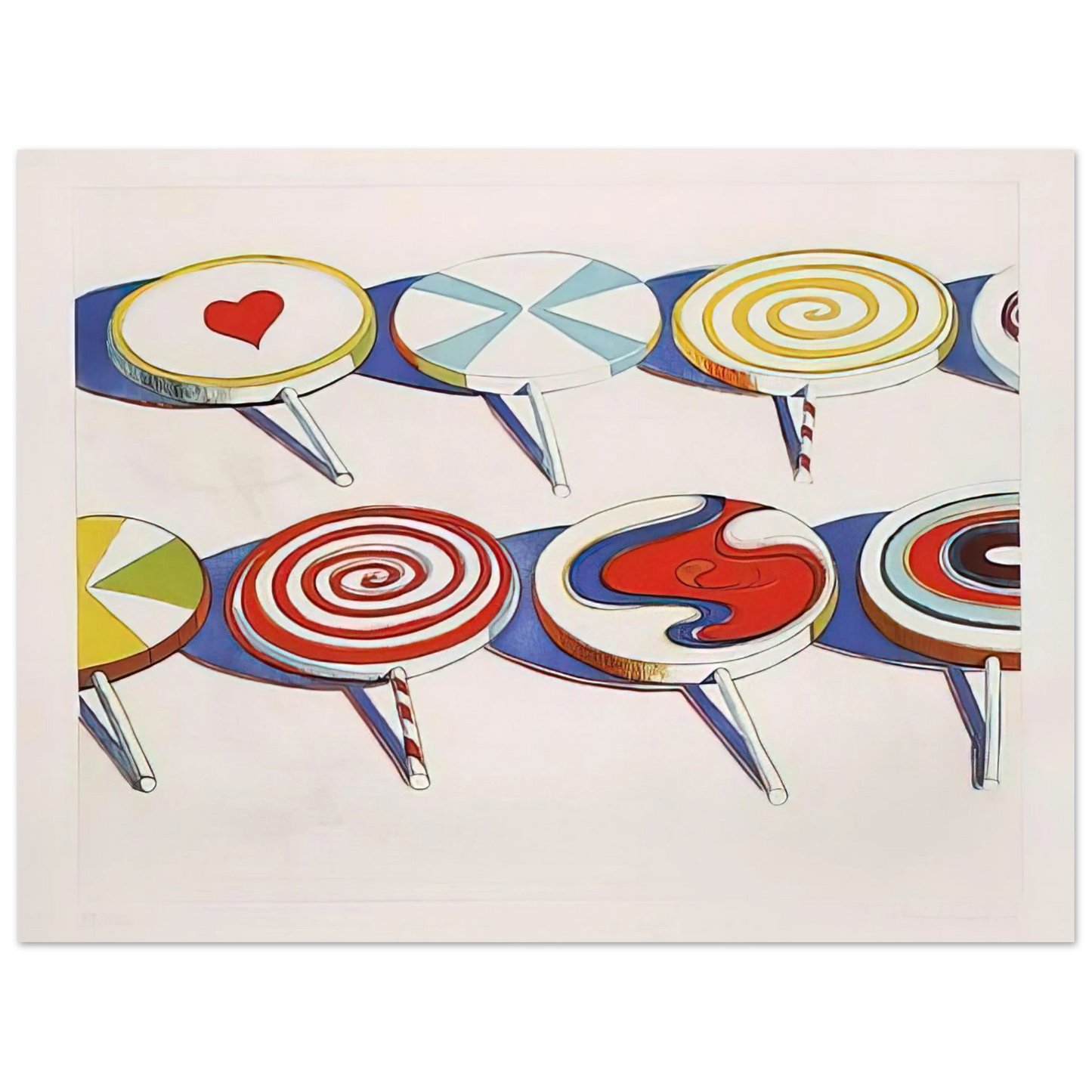 Wayne Thiebaud - Big Suckers - 1971 Wall Art - 30x40 cm / 12x16 inches - Premium Wooden Framed Poster With Fine Art Paper - Black frame
