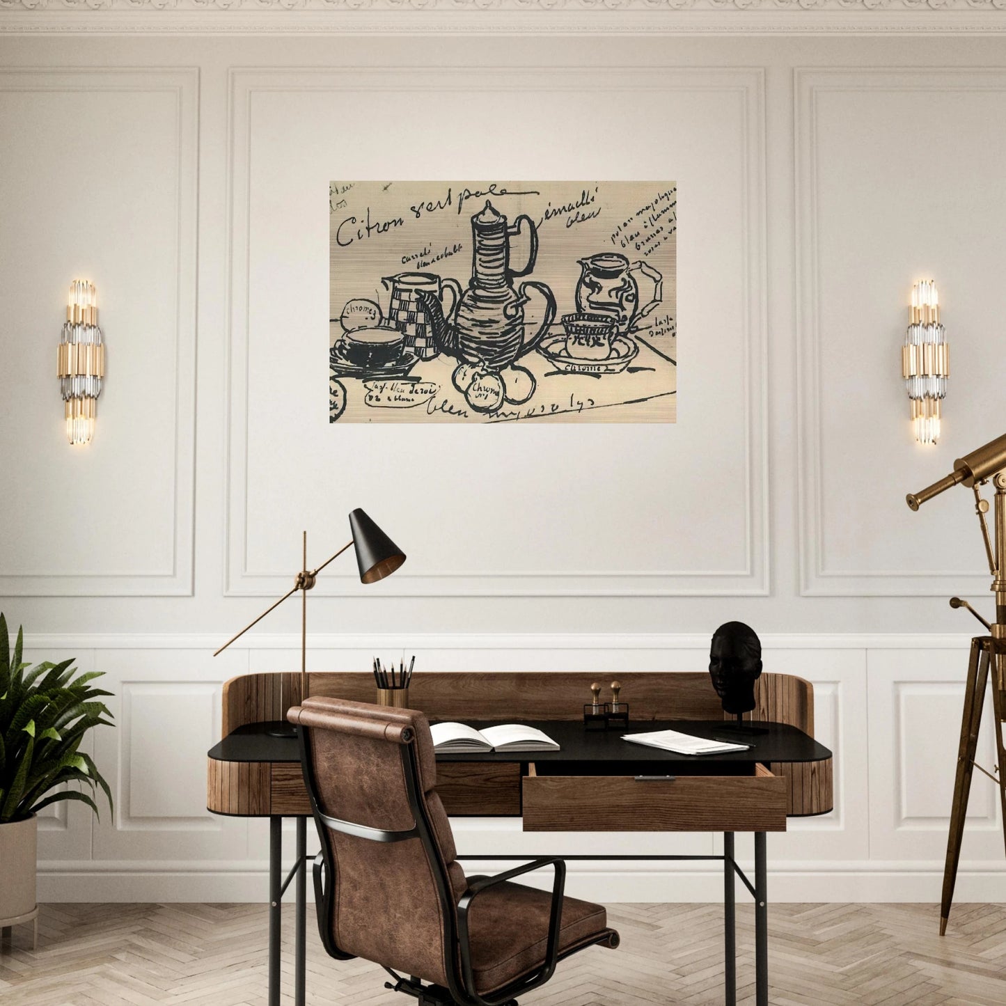 Still Life with Coffee Pot - Vincent van Gogh Brushed Aluminum Print - 70x100 cm / 28x40 inches | Vincent van Gogh Aluminum Print | Vincent van Gogh Prints