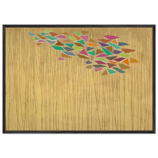Colors on Tan - 1975 - Robert Goodnough 70x100 cm / 28x40 inches Framed Art Print – Black Wooden Frame