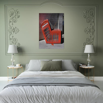 VANDALISED PHONE BOX 2005 - Banksy Brushed Aluminum Print - 70x100 cm / 28x40 inches | Banksy Aluminum Print | Banksy Prints
