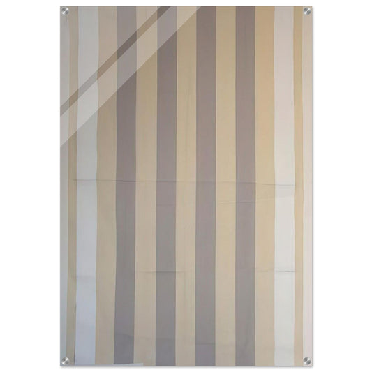 Peinture acrylique blanche sur tissu rayé blanc et gris clair - 1967 - Daniel Buren Acrylic Print - 70x100 cm / 28x40″ inches | Daniel Buren Wall Art | Daniel Buren Prints