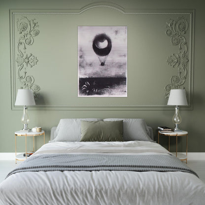 THE EYE LIKE A STRANGE BALLOON GOES TO INFINITY 1882 - Odilon Redon Brushed Aluminum Print - 70x100 cm / 28x40 inches | Odilon Redon Aluminum Print | Odilon Redon Prints