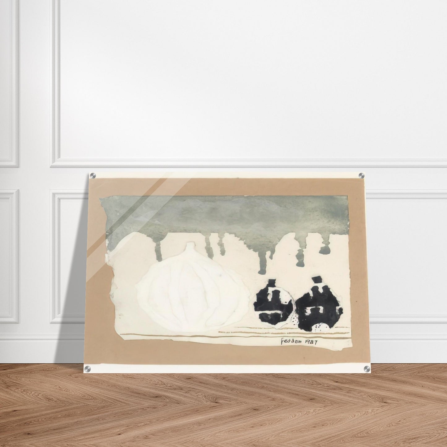 Still life with onions - 1987 - Mary Fedden Acrylic Print - 70x100 cm / 28x40″ inches