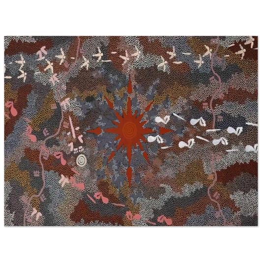 Clifford Possum Tjapaltjarri - Fire Dreaming - 1996  75x100 cm / 30x40inches Fine Art Poster